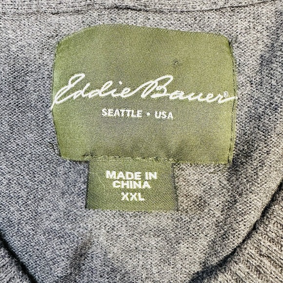 Vintage Eddie Bauer XXL Mens Gray V-Neck Cotton Cashmere Blend Pullover Soft 90s - Picture 3 of 14